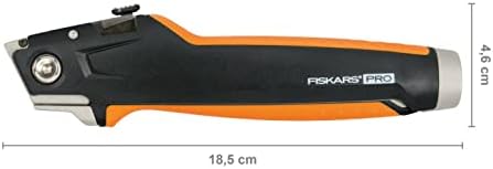 Fiskars Uniwersalny nóż budowlany, Długość 18,5 cm, Stal nierdzewna/ tworzywo, czarny/ pomarańczowy, CarbonMax, 1027226