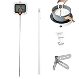 Küchenthermometer, Küchenmessgerät mit langer Sonde und Clip für Topf, Bratenthermometer mit drehbarem Display, für Restaurant im Freien, Frittieren, Kochen und Grillen