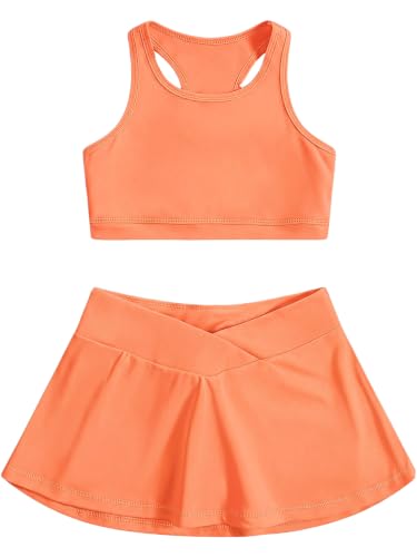 Image of SOLY HUX Toddler Girl's 2 Piece Workout Set Top and Skorts Athletic Outfits | Crop Tank Top with Skirt, Lightweight, Summer Clothes for Girls