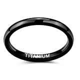 TIEHOKTW Anillos de compromiso negros para hombre y mujer, alianzas de titanio 2 mm/4 mm/6 mm/8 mm con grabado, anillos de boda, sencillos sin piedra, bisutería unisex, tamaño 47-70, Titanio, Sin