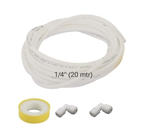 Arham High Grade 20 Meter White Pipe 1/4" for RO/Water Purifier/Irrigation with Telontape/Connectors