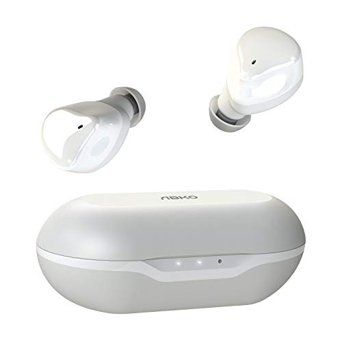 ABKO True Wireless Earbuds Graphene Dynamic Driver AptX Bluetooth in-Ear Headphones Wireless Charging Case Unique Design USB-C IPX5 Waterproof EF02 White