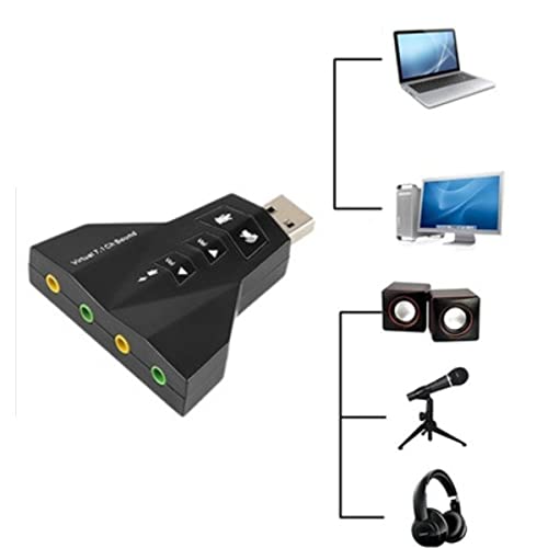 Placa de Som USB 7.1 Canal Virtual Com 4 Portas Conexão P2 Para Microfone e Fone De Ouvido 4 Saídas