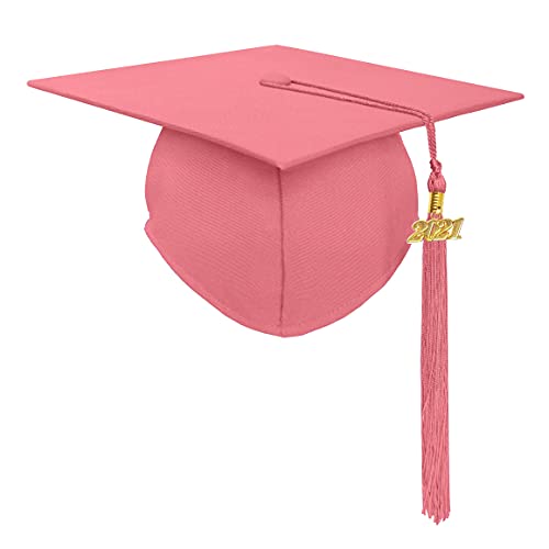 Henrrenbek Unisex Adult Matte Graduation Cap with 2022 Year Charm Tassel Size Adjustable Multicolors Pink