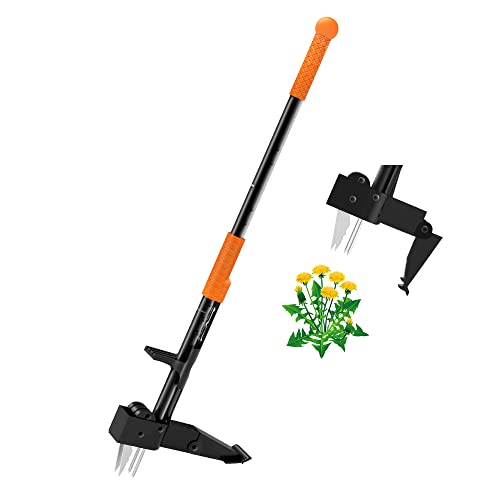 aneeway Unkrautstecher, Unkrautentferner Länge 100cm, mit DREI-Kiefer für effizientes Entfernen von Unkraut, Löwenzahnstecher zum Entfernen von Wurzeln Cover