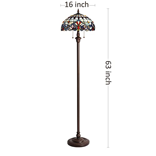 Capulina Tiffany Floor Lamp 2-Light 16" Wide Traditional Art Style Standing Lamp For Living Room Bedroom #TOP4