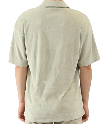 Men's Terry Towel Polo Shirt with Short Sleeve Chest Pocket Casual Unisex Top3