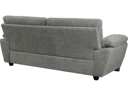 Canapé fixe Dallas 3 places tissu chenille gris - Gecodis