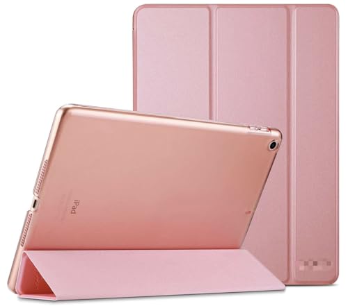 iPad 9.7 ケース 6世代/5世代用 シリコンカバー 三つ折スタンド オートスリープ機能 (ピンク)