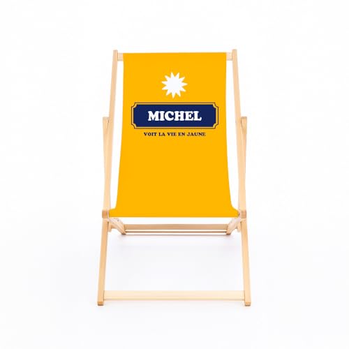 Monsieur TSHIRT Transat Soleil anisé personnalisé, Chaise Longue en Bois de Hêtre, chilienne personnalisée