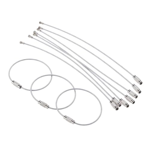 Parliky 10 Unidades Llavero de Acero Inoxidable Anillo de Cable de Acero Resistente Colgante para Llaves y Herramientas Diseño Compacto y Duradero Fácil de Instalar y Transportar