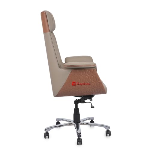 Image of GOYALSON Comfortable Revolving Chair for Director Principal Manager Office with arm Rest with Wheels and Cushioned seat Back Chair (1, Brown, Premium Design High Back)