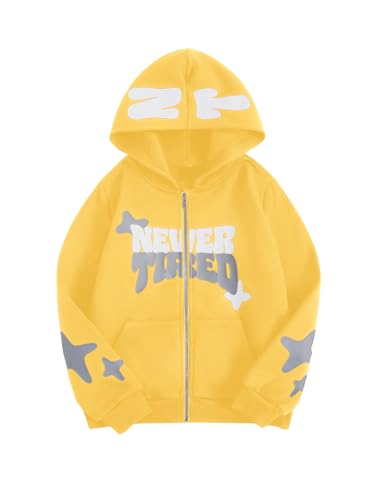 Image of SOLY HUX Boy's Zip Up Hoodies Y2k Letter Graphic Sweatshirt
