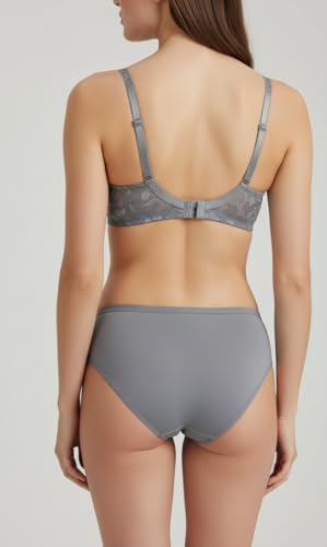 Image of Kinzie Elegant Floral Jacquard Lingerie Set, Grey Brown Maroon Bra and Brief, Comfortable Full Coverage Underwear Set, Padded Bra, Lingerie Set, Honeymoon Bikini Set,