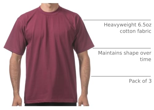 Image of Pro Club Men's 3-Pack Heavyweight Cotton Short Sleeve Crew Neck T-Shirt