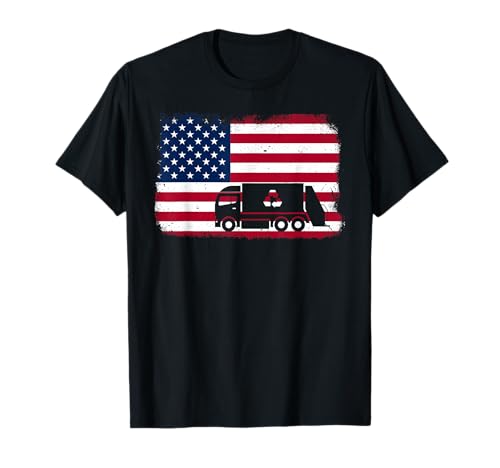 Garbage Truck USA American Flag Patriotic Men Women Boys Camiseta