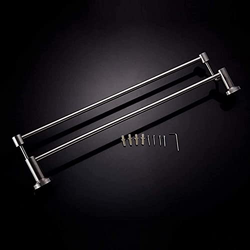 Porte-serviette mural double acier inoxydable 70cm, support et barre de rangement