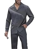 ZIBRAL Men's Fashion 2 Piece Dress Shirts Suits Long Sleeve Big and Tall Men Leisure Sets Formal Shirts Pants Sets ZM154-04-XXL