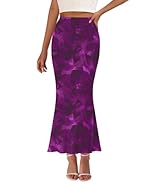 PRETTYGARDEN Women's Floral Print Mesh Long Skirt High Waisted Bodycon Fishtail Flowy Summer Maxi...