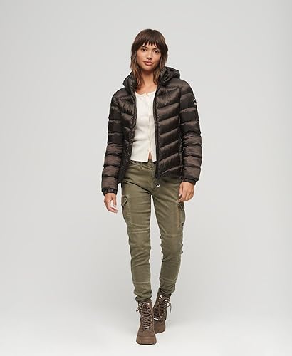 Superdry Hooded Fuji Padded Jacket Veste pour femme, Marron foncé, 36
