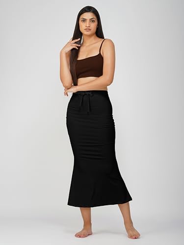 Sunehla Deal Saree Shapewear Petticoat for Women, Cotton Blended,Petticoat,Skirts for Women,Shape Wear Dress for Saree (Pack of 2) (US, Alpha, Small, Regular, Regular, 2, Black & Beige) — view 2
