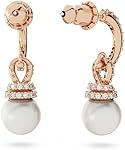 Swarovski Originally Pearl Drop Earrings, Clear Stones in a Rose Gold-Tone Finished Setting, Part of the Swarovski Originally Collection