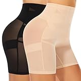 YADIFEN Shapewear Damen Bauchweg Unterhose, Hohe Taille Bauch Weg Hose Miederhose Panty Mit Bein Miderpants Shorts Body Shaper Bauchweg Unterwäsche Hose unter Kleid Kurze Shorts(Schwarz+Beige, L)