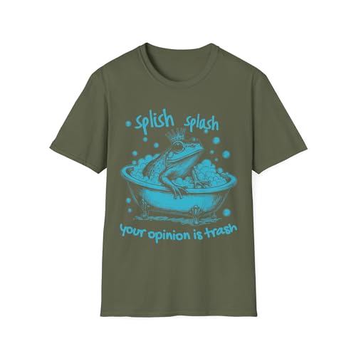 T-shirt humour grenouille Splish Splash vêtement rigolo et original vert militaire