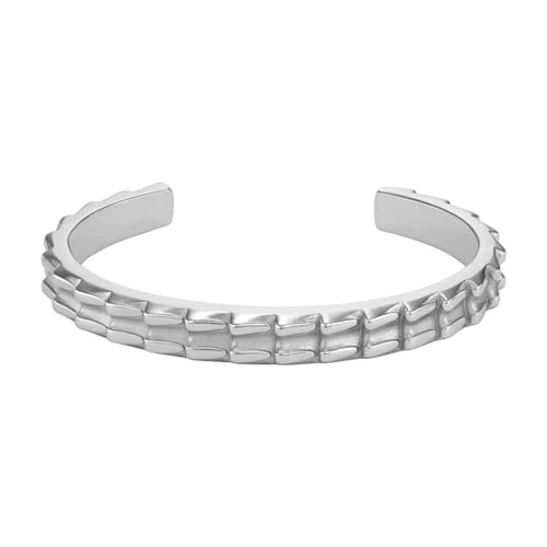 Diesel Pulsera para Hombre Apilables, Longitud: 170mm, Ancho: 8,4mm Plata Pulsera de Acero Inoxidable, DX1395040, Tono Plata