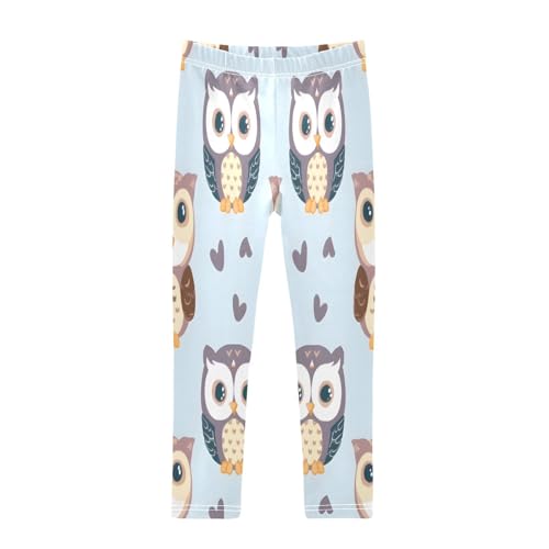 Toddler Girls Leggings Printed Yoga Pants Leggings Owl Blue Background for Kids