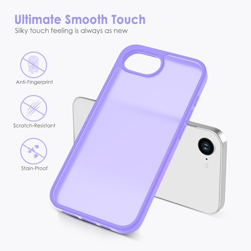 Image of TENOC Phone Case Compatible with iPhone SE (2nd 2020 and 3rd 2022 Generation) & iPhone 7 & iPhone 8, Light Purple Case Translucent Protective Bumper Matte Hard Back Cover for 4.7 Inch