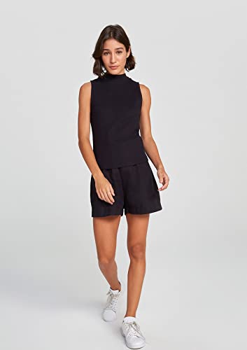 Regata Básica Feminina Em Malha Canelada Gola Alta