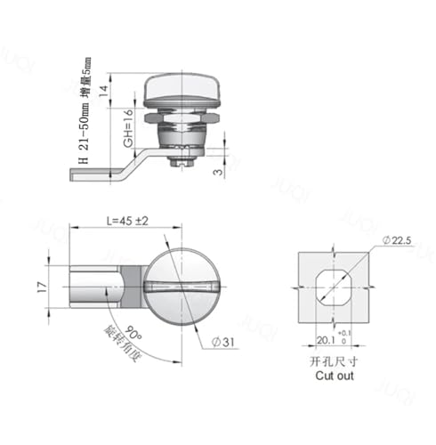 Serrure à languette rotative pour armoire électrique en tôle noire MS715-2