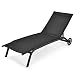 GIANTEX Sonnenliege, Gartenliege mit Rollen, Liegestuhl mit 6-Fach Verstellbarer Rückenlehne, Outdoor Liege für Garten, Balkon & Pool, belastbar bis 150kg, 191 x 61 cm (ohne Sonnendach, Schwarz)