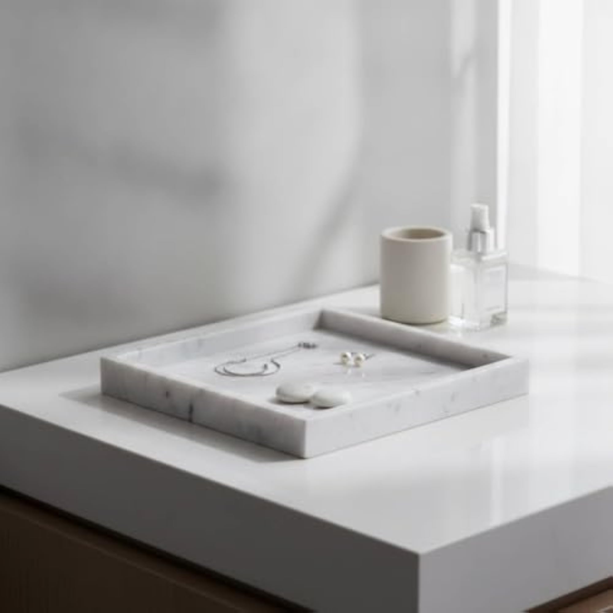 Polished Marble Tray with Raised Sides