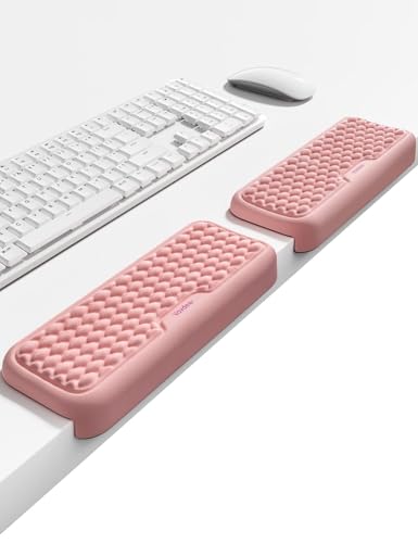 VAYDEER Juego de 2 Almohadillas de Codo en Forma de L — Cojines Reposamuñecas con Espuma Viscoelástica para Borde del Escritorio, Soporte Ergonómico para Muñeca y Antebrazo, Base Antideslizante (Rosa)