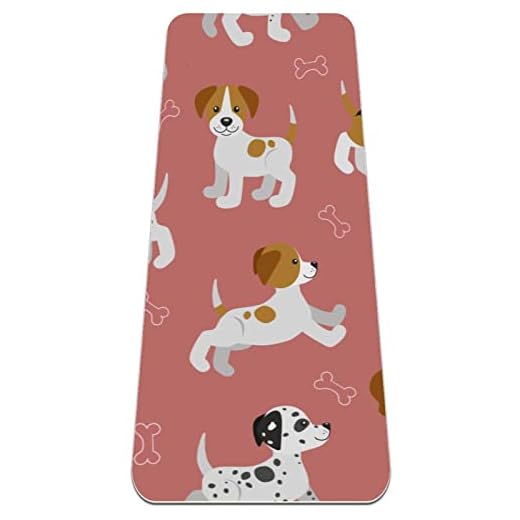 Valpar Beagle dalmatiner Jack Russell Tterrier rosa halkfri yogamatta - miljövänlig TPE tjocka fitness träningsmattor idealiska för pilates, yoga och många andra hemträningspass, 183 x 61 x 0,6 cm