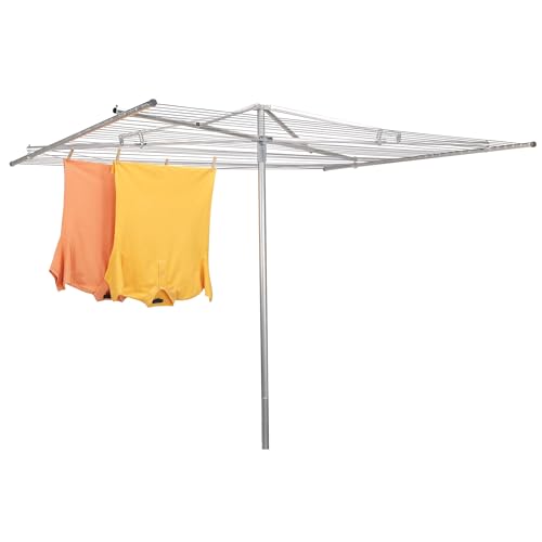 Product Image of the Household Essentials 17130-1 Rotary Outdoor Umbrella Drying Rack | Aluminum | 30-Lines with 210 ft. Clothesline,Silver
