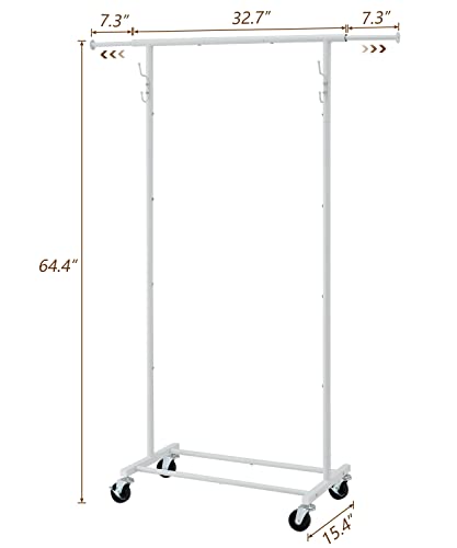 Gewudraw Garment Rack, Metal Clothes Rack With Wheels And Hooks, Clothing Garment Rack Portable Closet Organizer For Hanging Clothes #TOP5