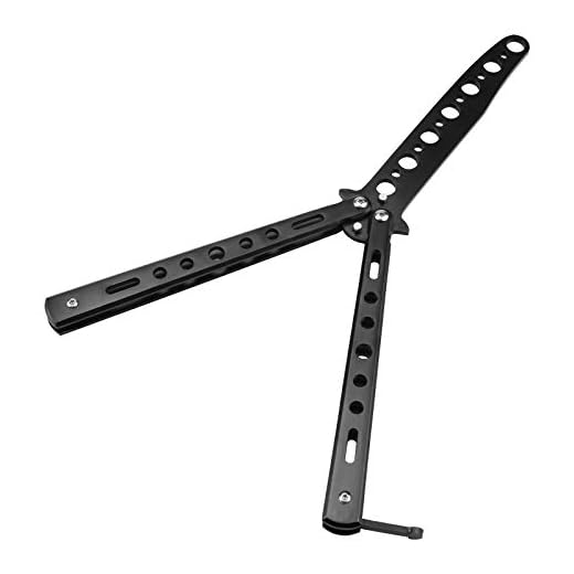 Little World Butterfly Knife - 1 Pack Butterfly Knife Trainer Practice Tool Steel Metal - Folding Knife Unsharpened - Butterfly Knife Comb for Practicing Flipping Tricks, Balisong Trainer Black