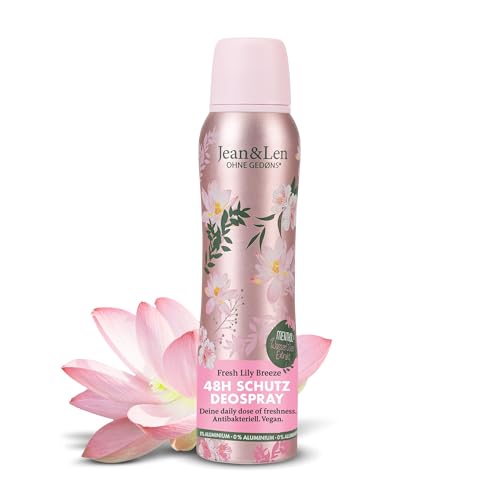 Jean & Len Deospray Fresh Lily Breeze, schenkt bis zu 48h zuverlässigen Deo-Schutz, mit Wasserlilien-Extrakt und Menthol, wirkt antibakteriell, ohne Aluminium (ACH), vegan, 150 ml
