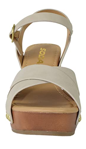Image of Soda MIGUEL ~ Women Crisscross Band Fashion Chunky Platform Block Mid Heel Sandal with Ankle Strap and Stud
