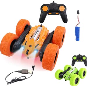 VEZIMON Double Sided RC Stunt Car for Boys Age 4 to 10 Years I Remote Control Car Stunt Toys for Boys I Set of 1 Piece I Medium Size 15 cm I Multicolour (As per Availability)