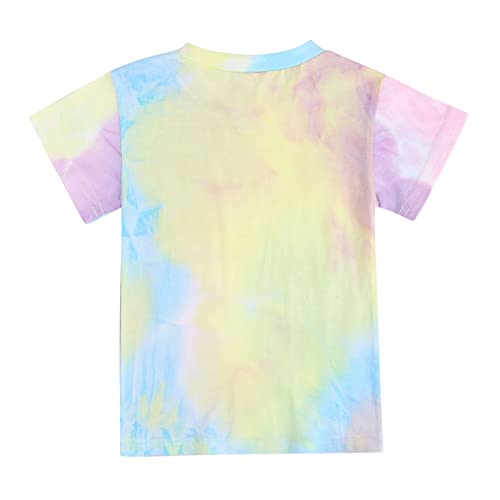 Tie Clothes + Short Tie-Dye Infantil Meninas Conjunto Infantil Manga Top Roupa Meninos (Amarelo, 18-
