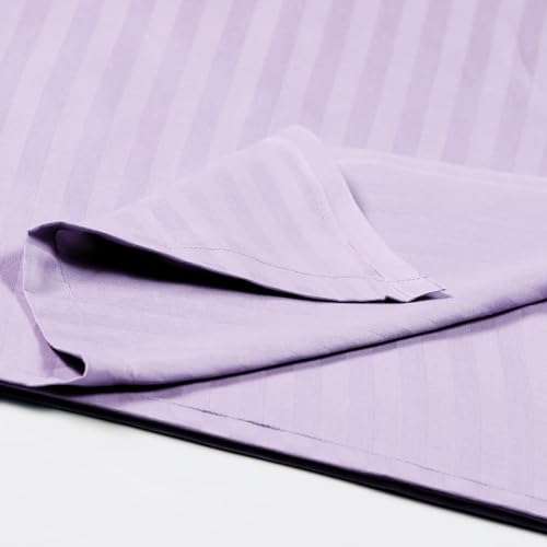 Image of Sofrito Bed Sheet Glace Cotton Striped - 300 TC - Small Single (54 inchx90 inch) - with 1 Pillow Cover | Ideal for Hospitals, Clinics, Hostels, PGs, Hotels & Guest Houses | Lavender