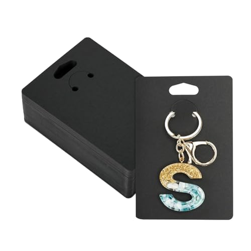 Image of Festiko Keychain Display Cards (Black A, Pack of 1000 Pcs, 4.7 inch*3.1 inch), Keyring Display Cards, Jewellery Display Cards