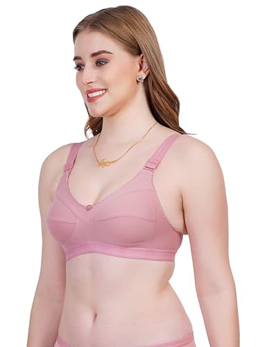 Image of Women Non Padded Bra in B & C Cup - Made of Pure Cotton Full Coverage Non Wired Soft Cup for T-Shirt Saree Dress Sports Garment for Daily Use Everyday