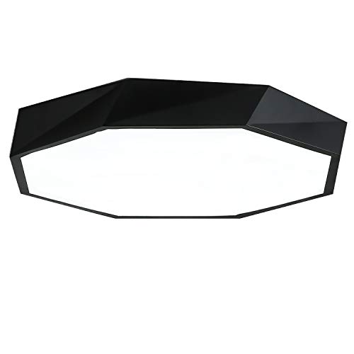 Ganeed 24W 12-Inch LED Ceiling Lights,Flush Mount Lighting Fixture Creative Geometric Shaped, 6500K Cool White Ceiling Lighting for Dining Room Hallway Living Room Kitchen Bedroom Porch Office, Black