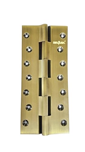 Image of BRASK Brass Railway Hinges 8 inch x 1.1 /2 inch x 3 /16 (200 mm x 38 mm x 5 mm) Heavy Duty Brass Door Hinges (Antique, 1)