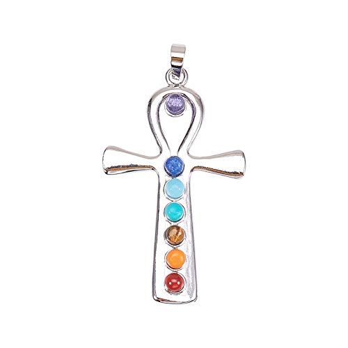 PH PandaHall Cross Charms 7 Chakras Natural Quartz Gemstones Beads Pendant Charms Point Chakra Reiki - Ankh Cross Style for Easter Eid Mubarak Ramadan Decor Necklace Earring Bracelet Jewelry Making